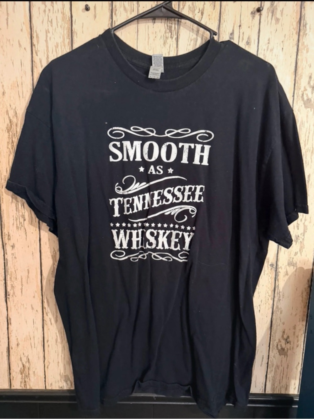 Gildan Black Tee with White "Smooth as Tennessee Whiskey" Graphic
